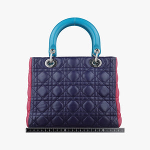 Secondhand Christian Dior Lady Dior Navy×Pink×Light Blue lambskin  handbag | stylenewstar