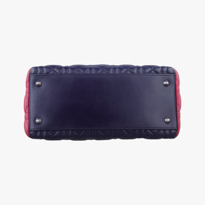 Secondhand Christian Dior Lady Dior Navy×Pink×Light Blue lambskin  handbag | stylenewstar