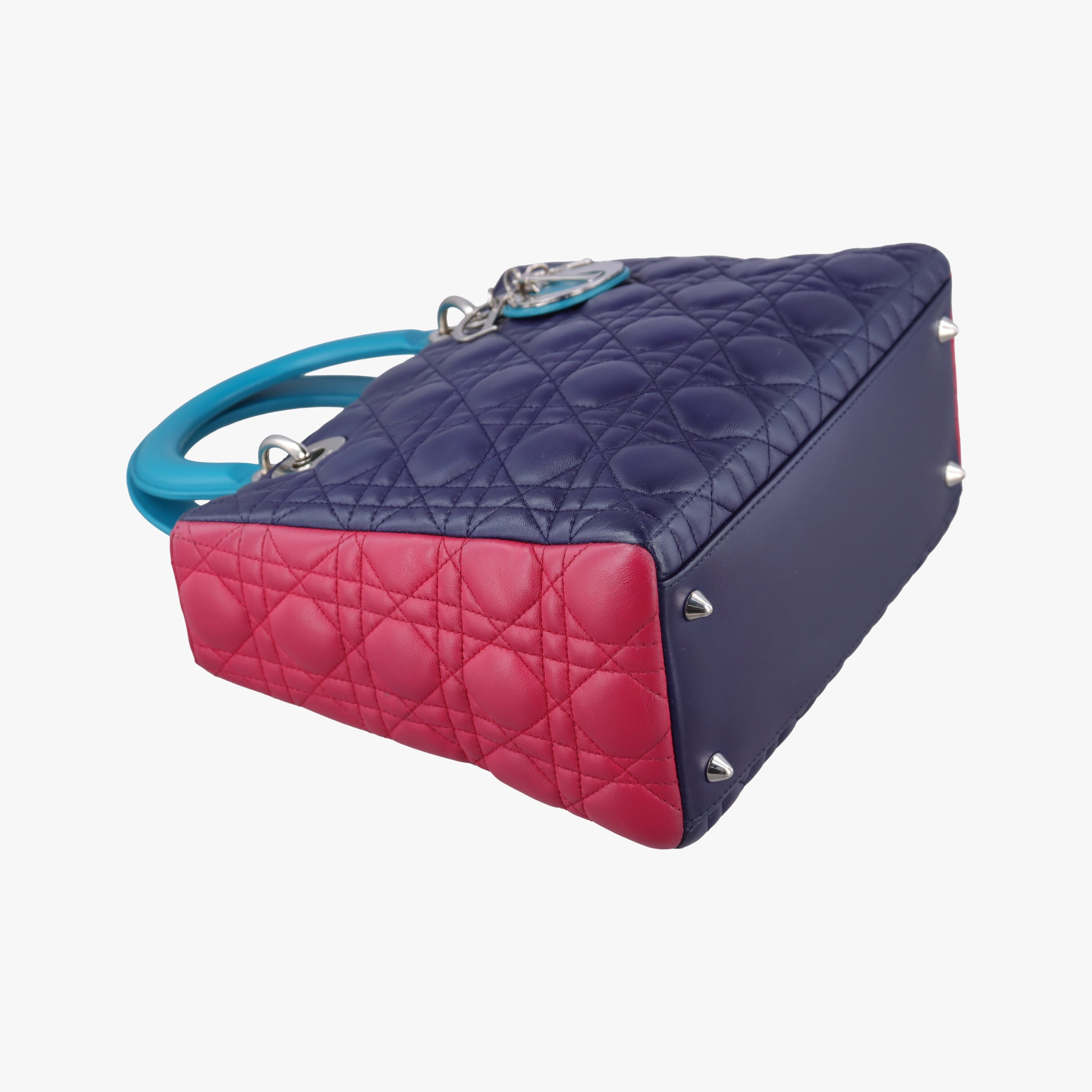 Secondhand Christian Dior Lady Dior Navy×Pink×Light Blue lambskin  handbag | stylenewstar