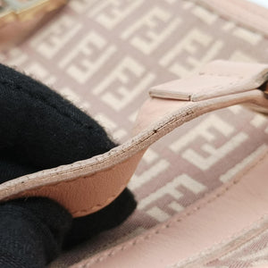 Pre-owned Fendi Zucchino Beige×Pink canvas×Leather 8BL074 handbag | stylenewstar