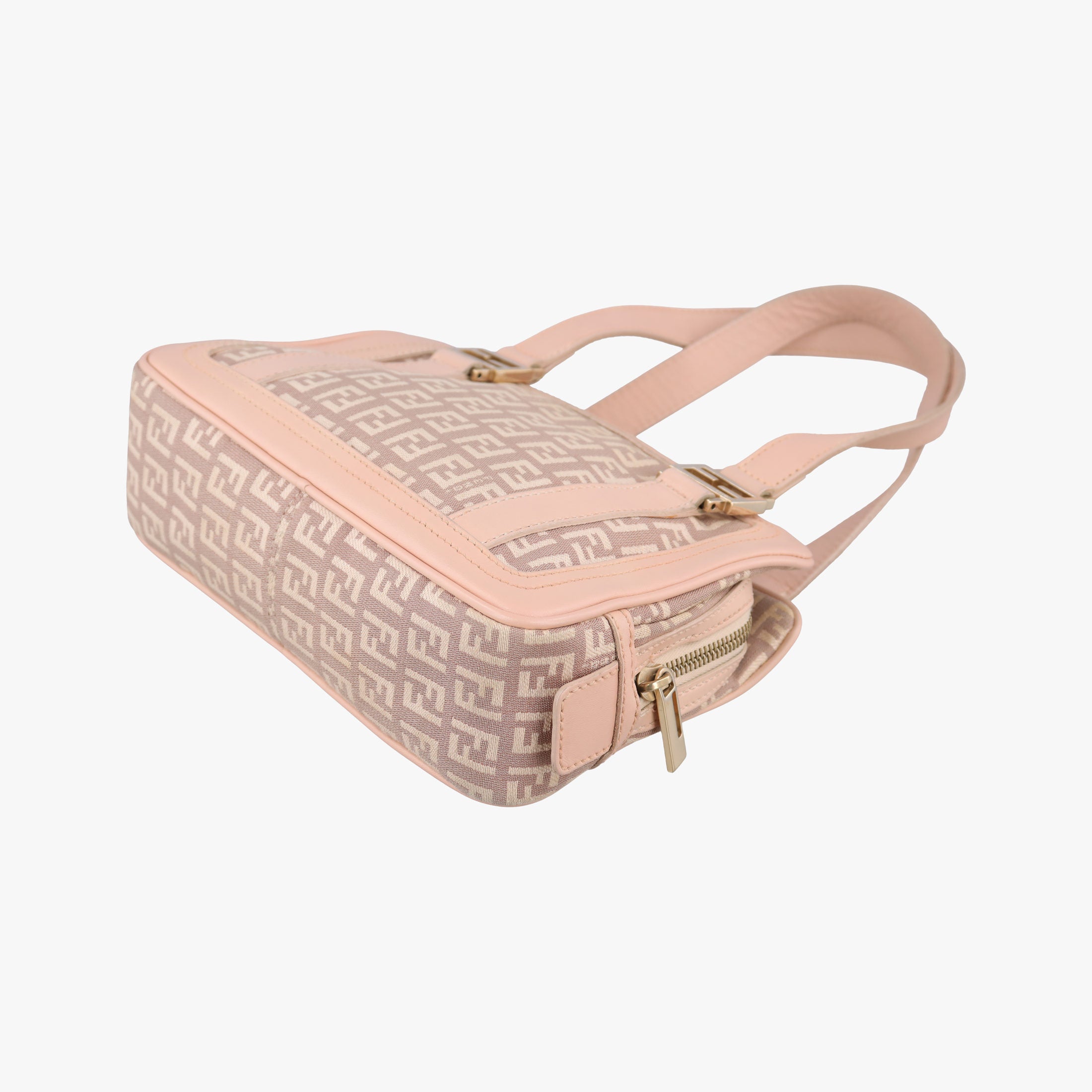 Pre-owned Fendi Zucchino Beige×Pink canvas×Leather 8BL074 handbag | stylenewstar