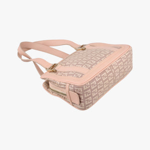 Pre-owned Fendi Zucchino Beige×Pink canvas×Leather 8BL074 handbag | stylenewstar