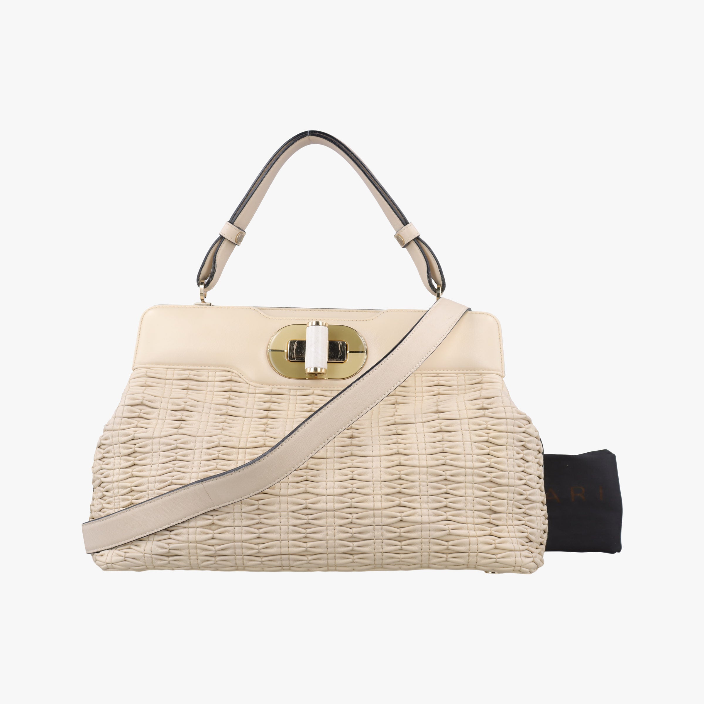Pre-owned Bvlgari Isabella Rossellini ivory Leather  shoulderbag | stylenewstar