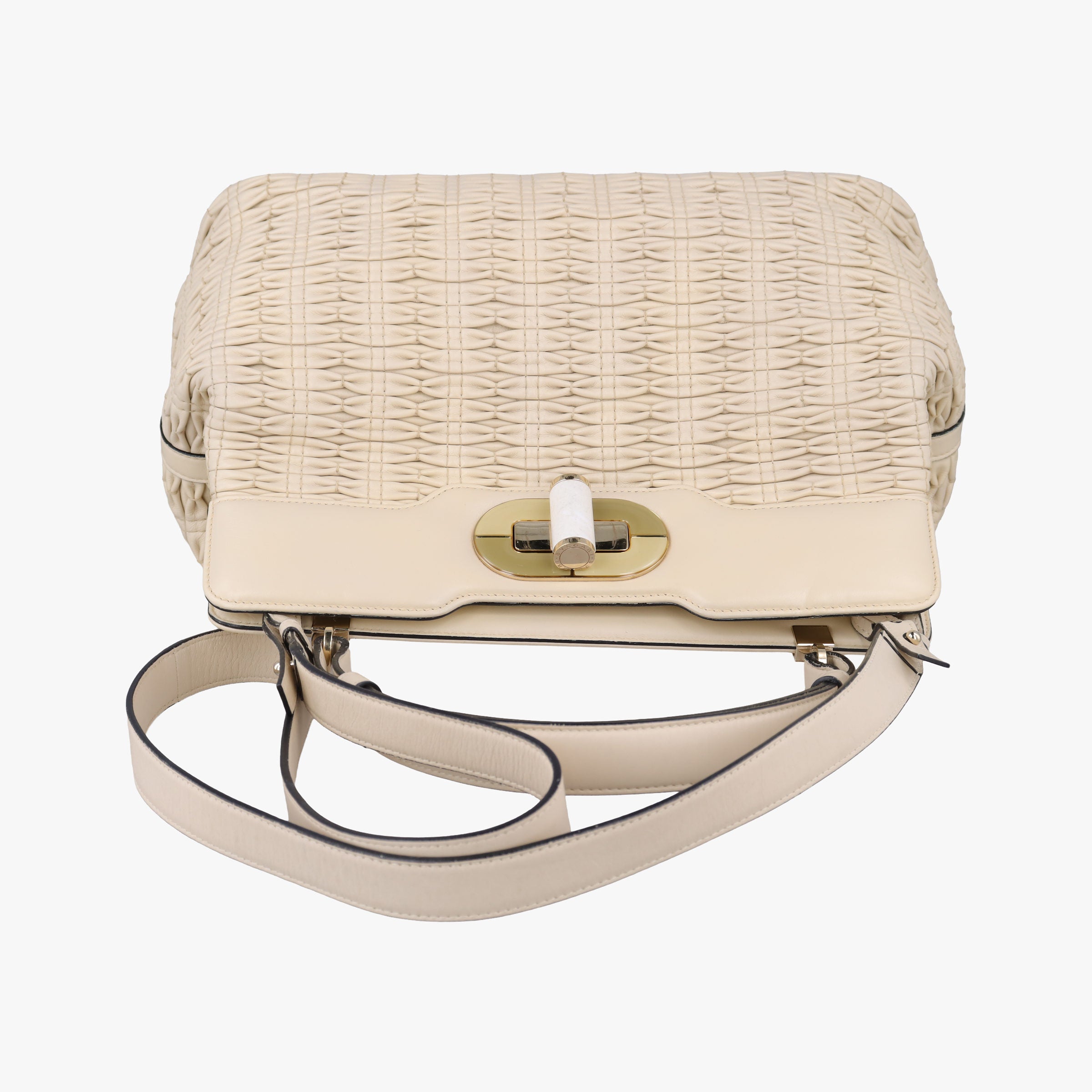Pre-owned Bvlgari Isabella Rossellini ivory Leather  shoulderbag | stylenewstar