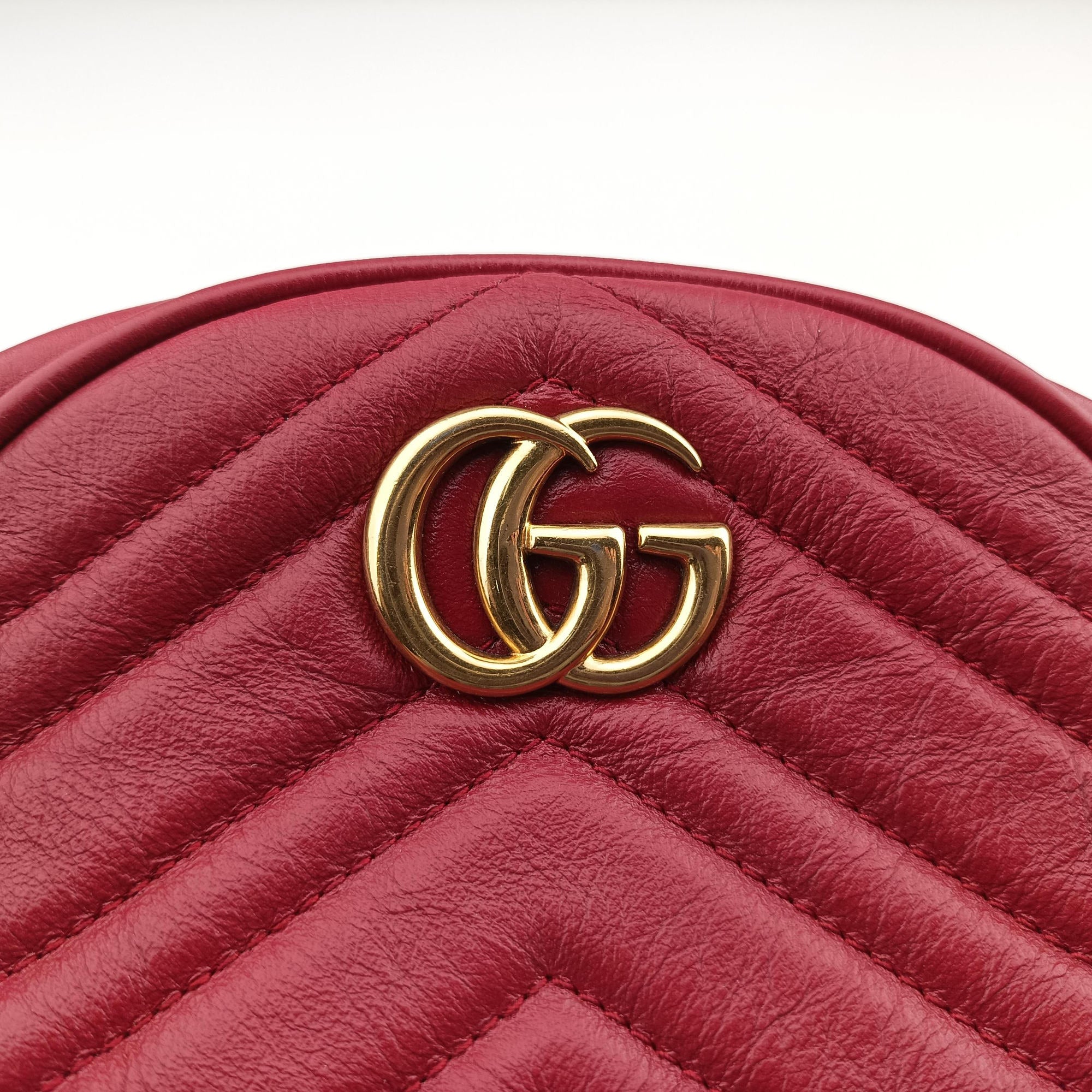 Pre-owned Gucci GG Marmont Red Leather 550154 shoulderbag | stylenewstar
