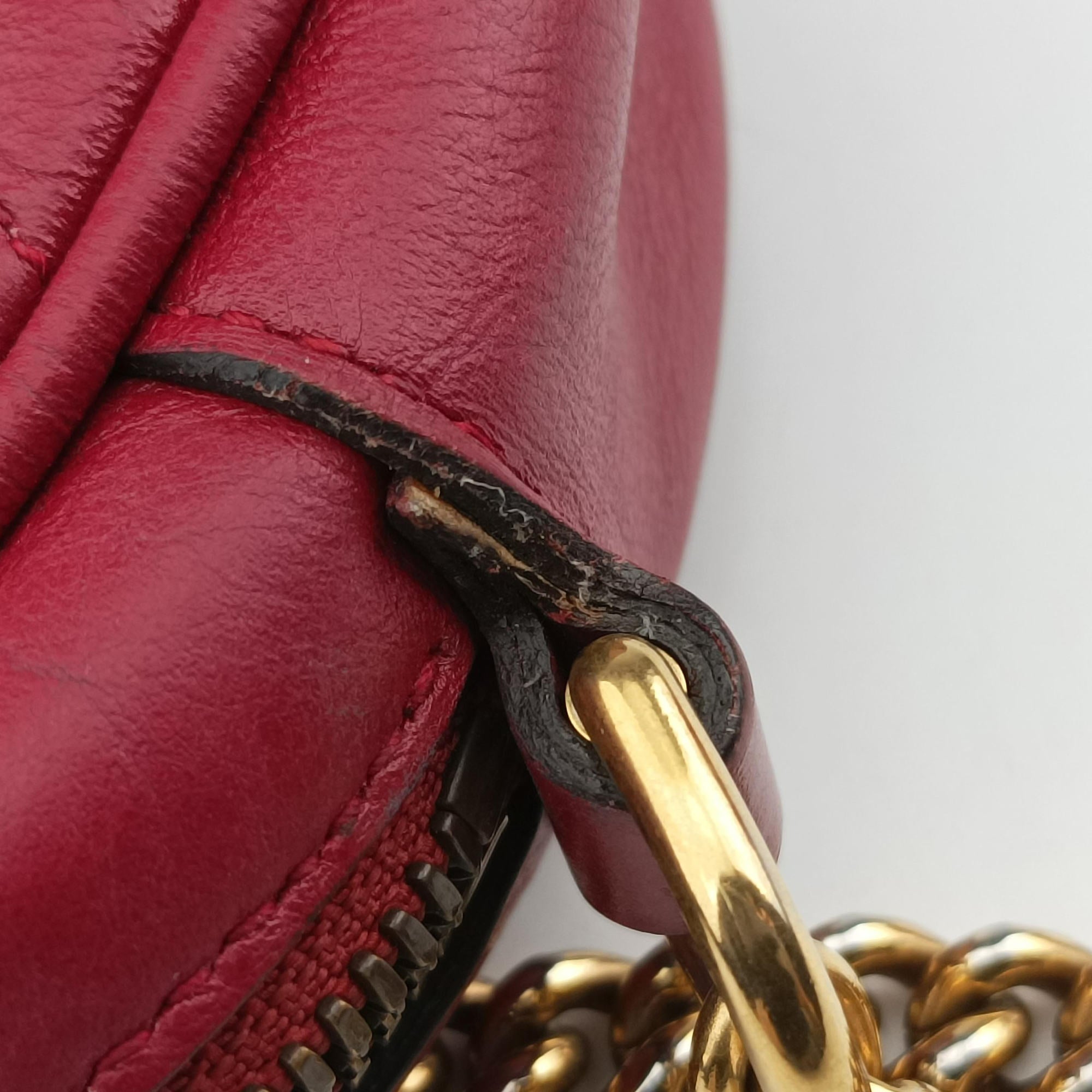 Pre-owned Gucci GG Marmont Red Leather 550154 shoulderbag | stylenewstar