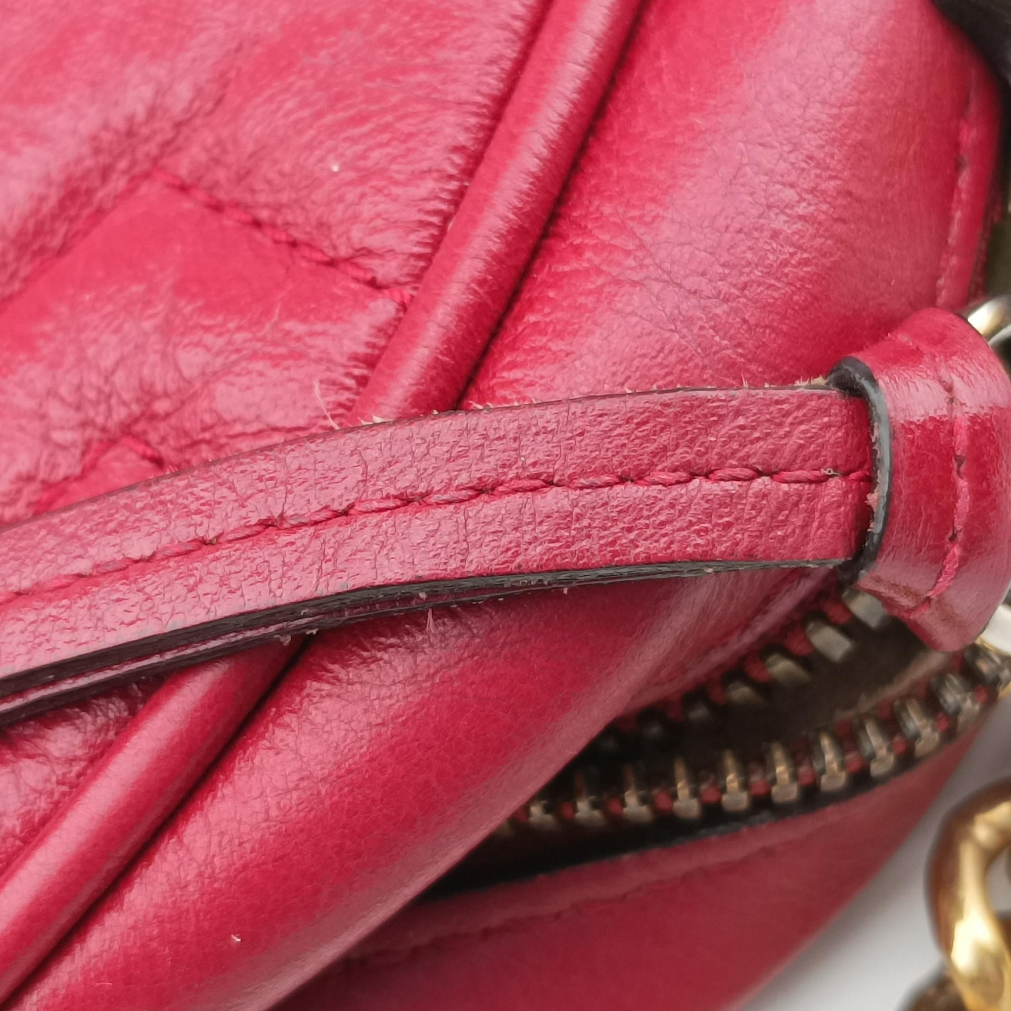 Pre-owned Gucci GG Marmont Red Leather 550154 shoulderbag | stylenewstar