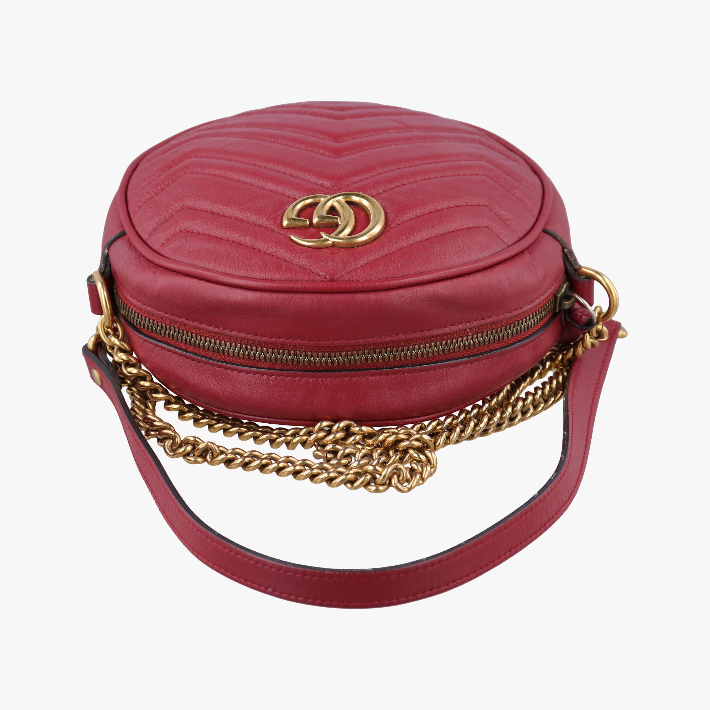 Pre-owned Gucci GG Marmont Red Leather 550154 shoulderbag | stylenewstar