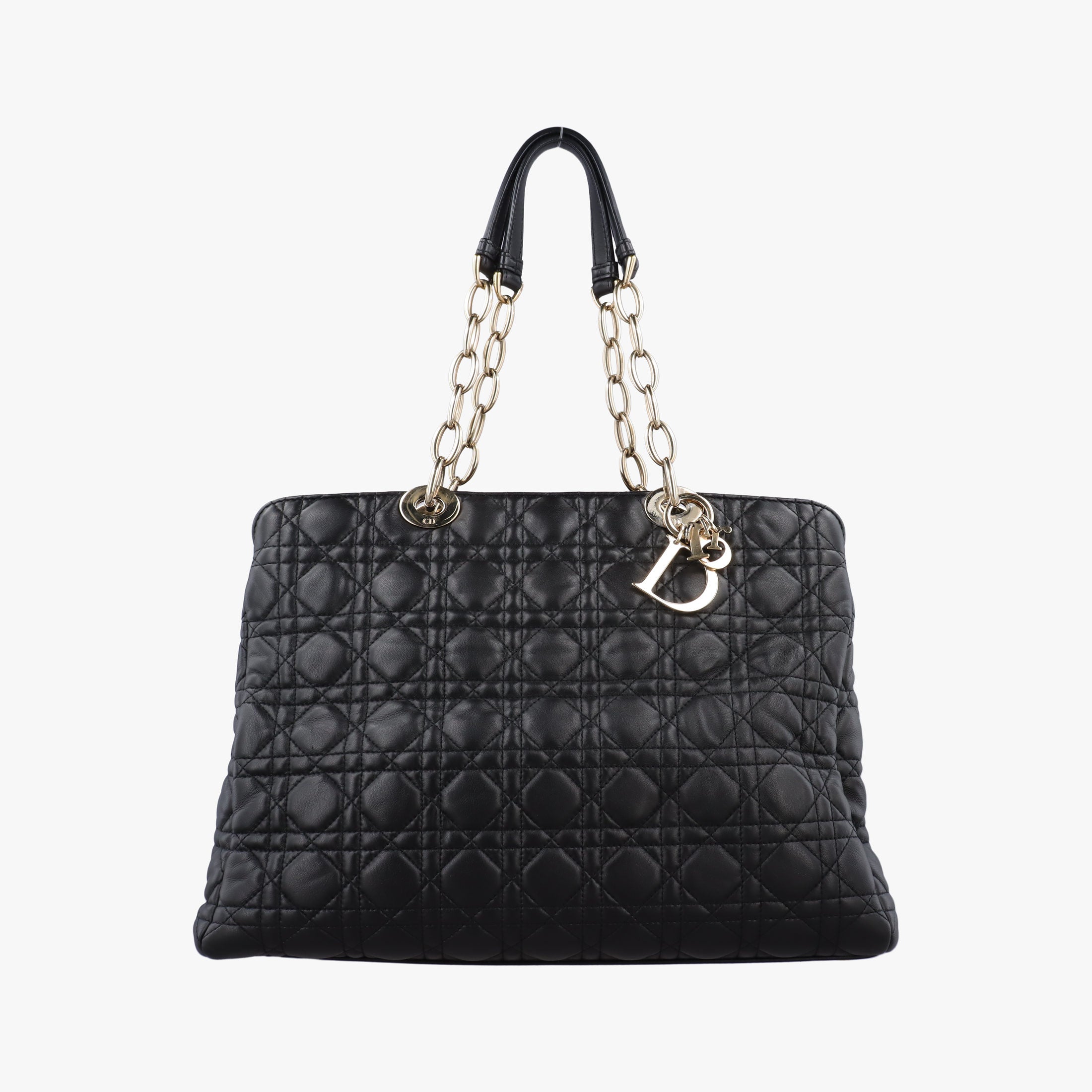 Pre-owned Christian Dior Cannage Dior Soft Shopping Black lambskin  shoulderbag | stylenewstar