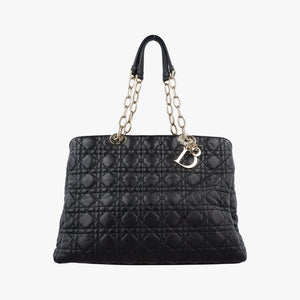 Pre-owned Christian Dior Cannage Dior Soft Shopping Black lambskin  shoulderbag | stylenewstar