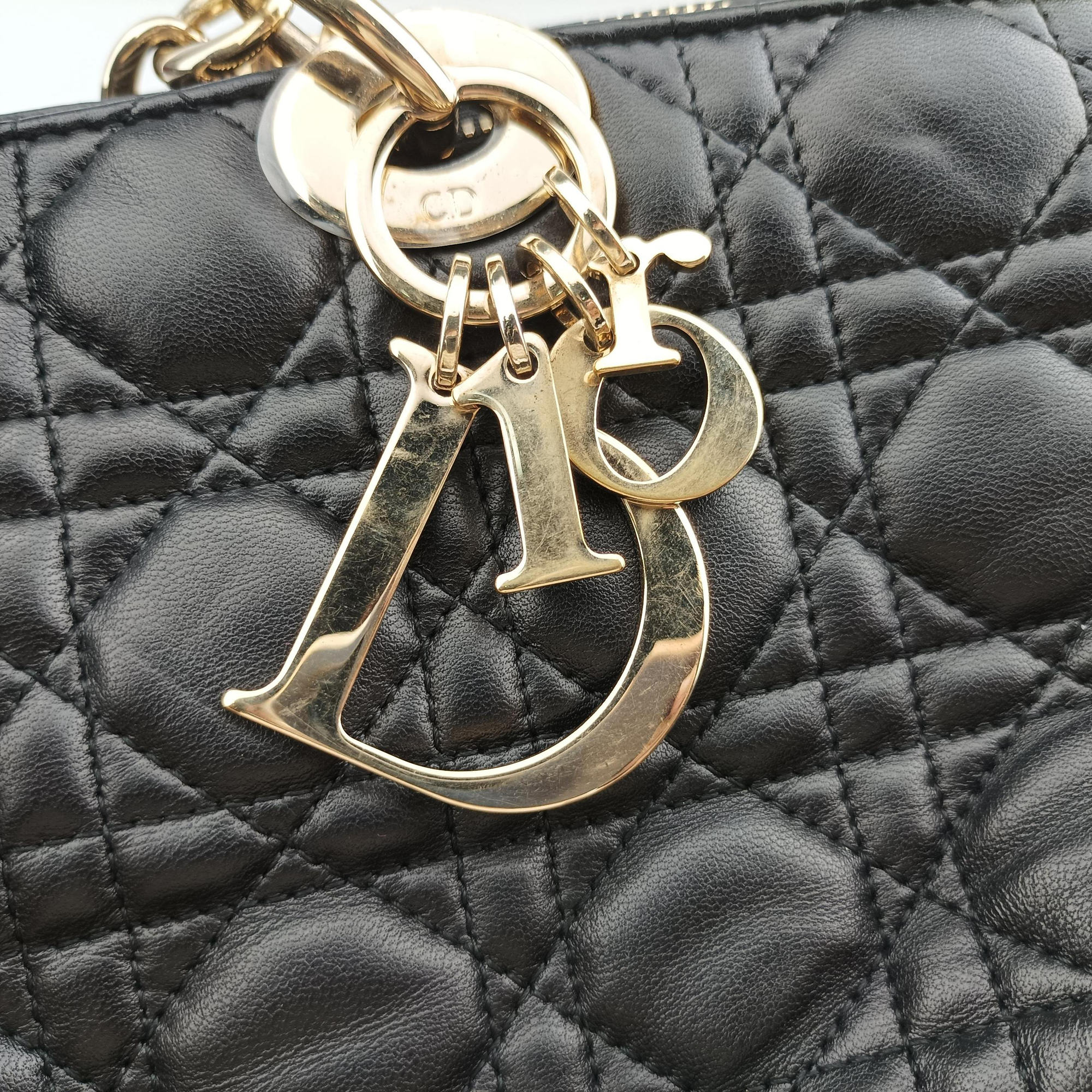 Pre-owned Christian Dior Cannage Dior Soft Shopping Black lambskin  shoulderbag | stylenewstar