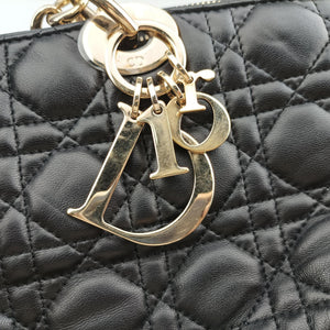 Pre-owned Christian Dior Cannage Dior Soft Shopping Black lambskin  shoulderbag | stylenewstar