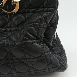 Pre-owned Christian Dior Cannage Dior Soft Shopping Black lambskin  shoulderbag | stylenewstar