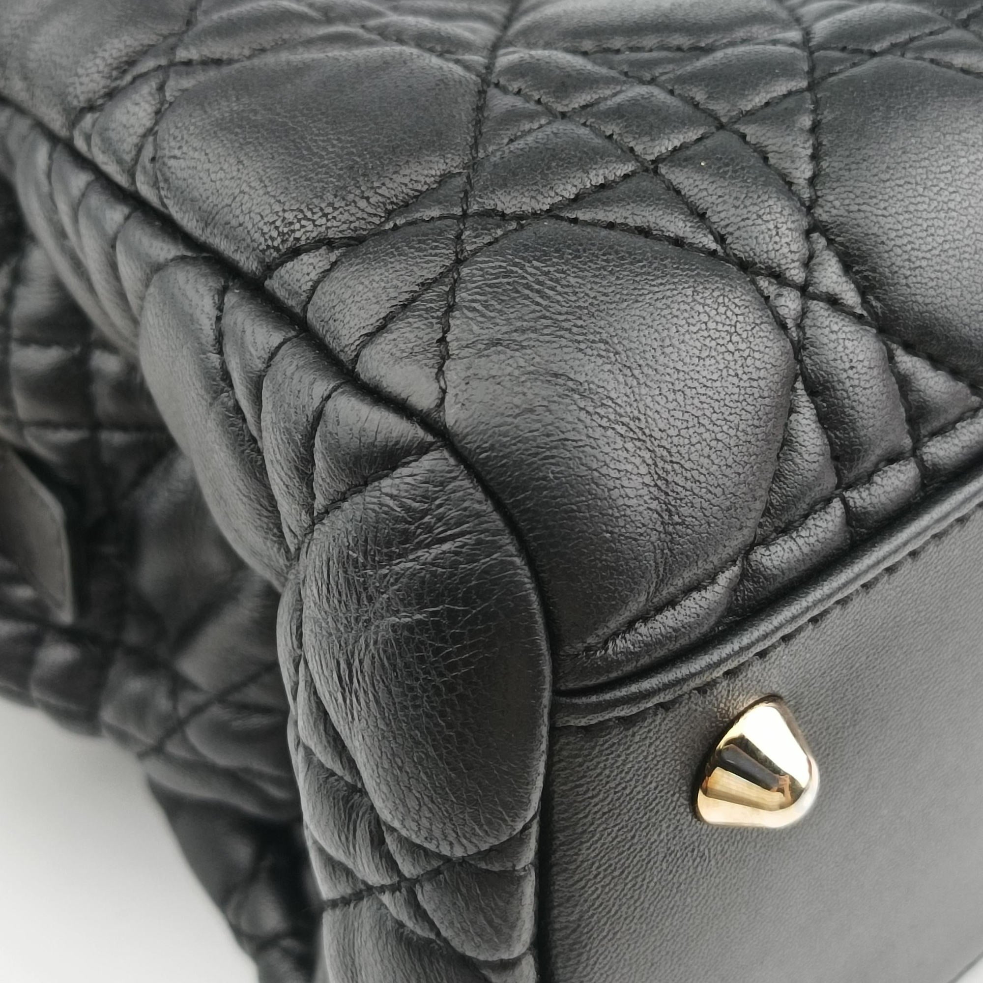 Pre-owned Christian Dior Cannage Dior Soft Shopping Black lambskin  shoulderbag | stylenewstar