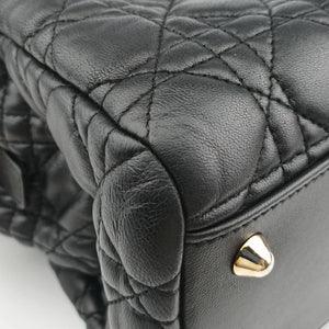 Pre-owned Christian Dior Cannage Dior Soft Shopping Black lambskin  shoulderbag | stylenewstar