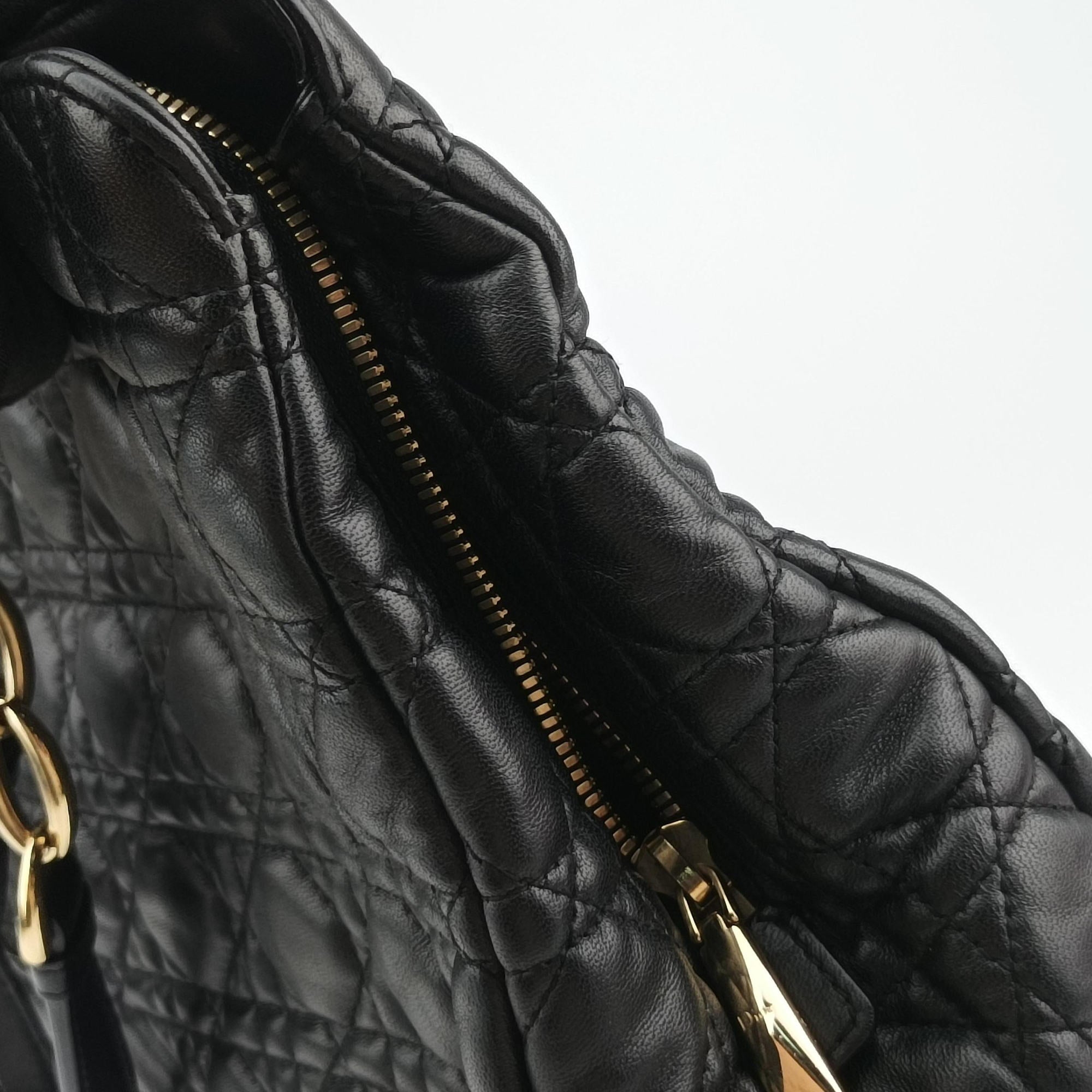 Pre-owned Christian Dior Cannage Dior Soft Shopping Black lambskin  shoulderbag | stylenewstar