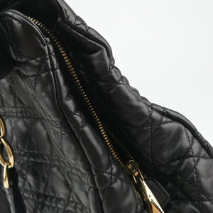 Pre-owned Christian Dior Cannage Dior Soft Shopping Black lambskin  shoulderbag | stylenewstar