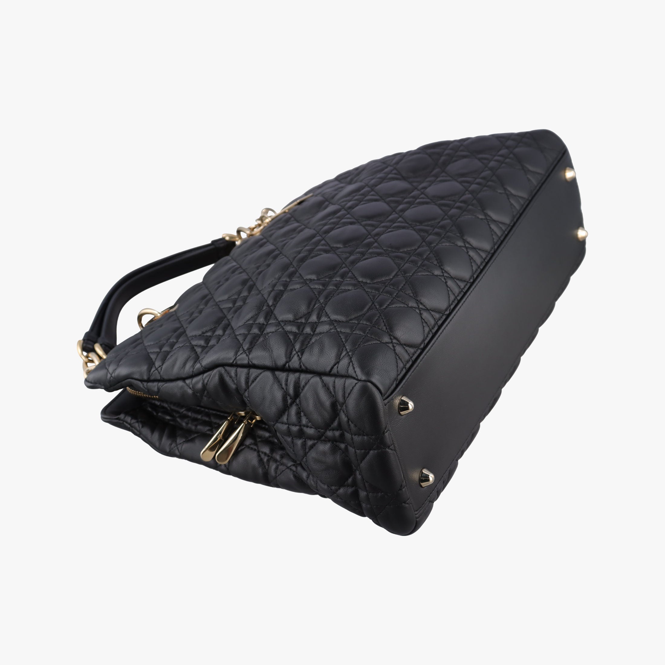 Pre-owned Christian Dior Cannage Dior Soft Shopping Black lambskin  shoulderbag | stylenewstar