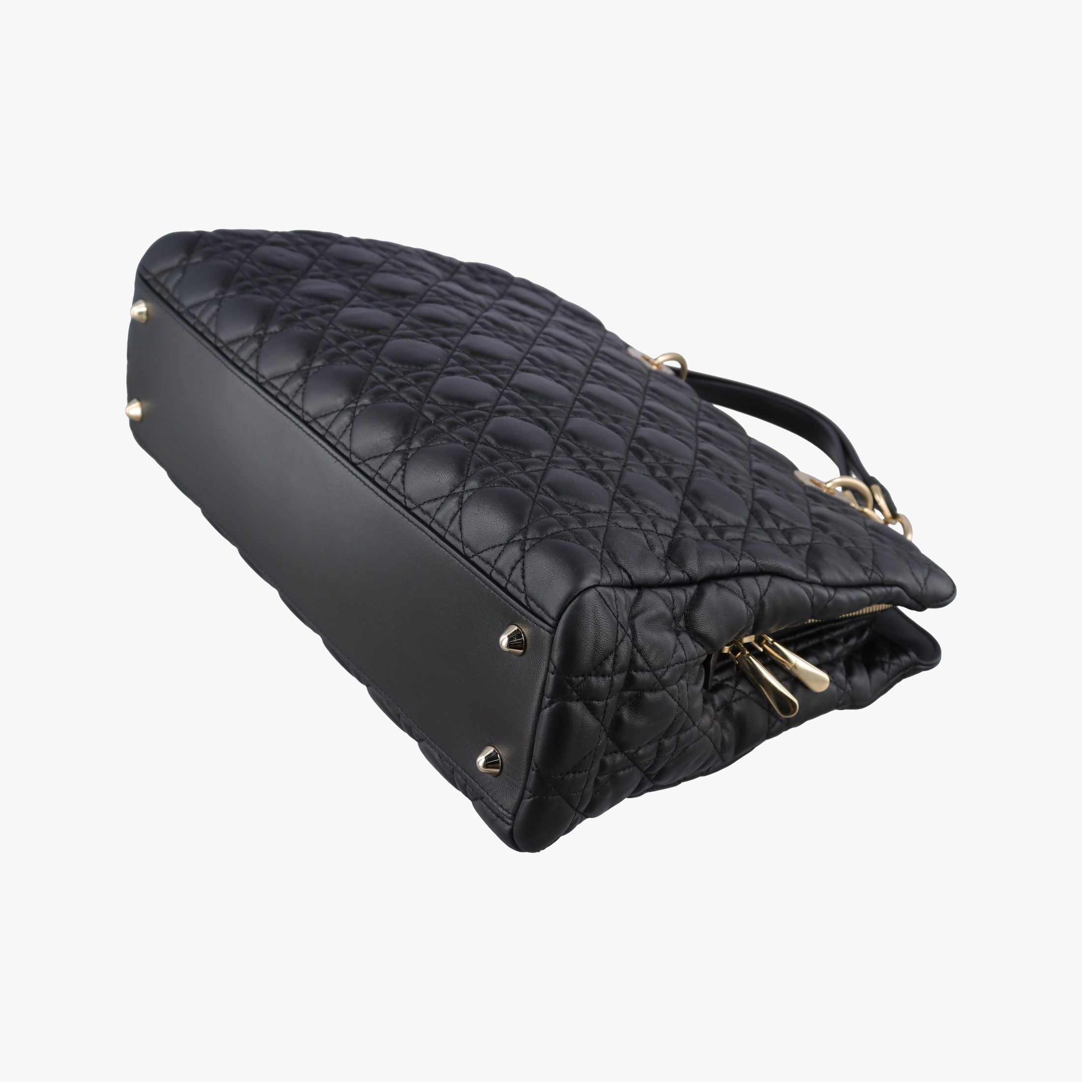 Pre-owned Christian Dior Cannage Dior Soft Shopping Black lambskin  shoulderbag | stylenewstar