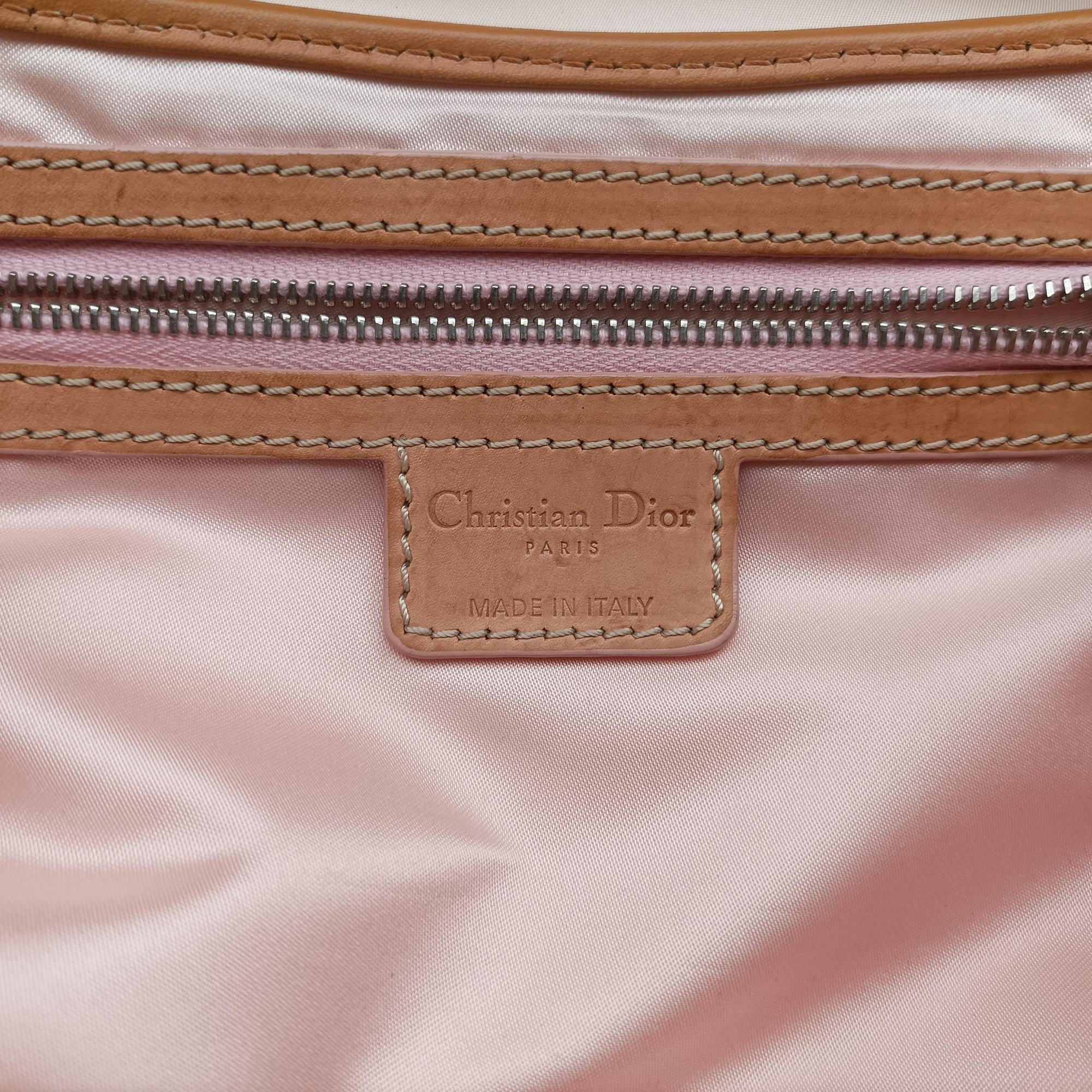 Pre-owned Christian Dior Romantic Heart Trotter Beige x Brown x Pink PVC Coated Canvas x leather  handbag | stylenewstar