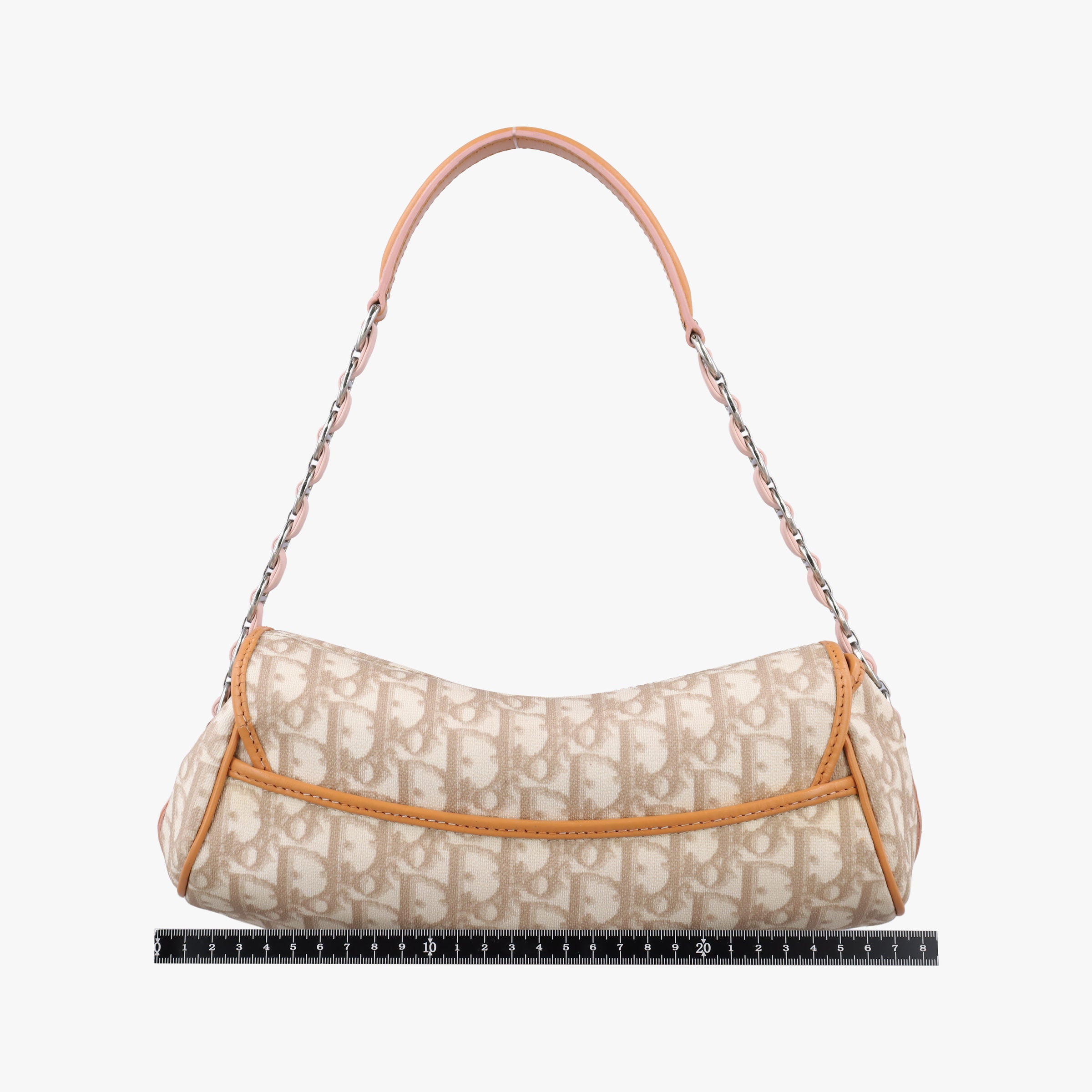 Pre-owned Christian Dior Romantic Heart Trotter Beige x Brown x Pink PVC Coated Canvas x leather  handbag | stylenewstar