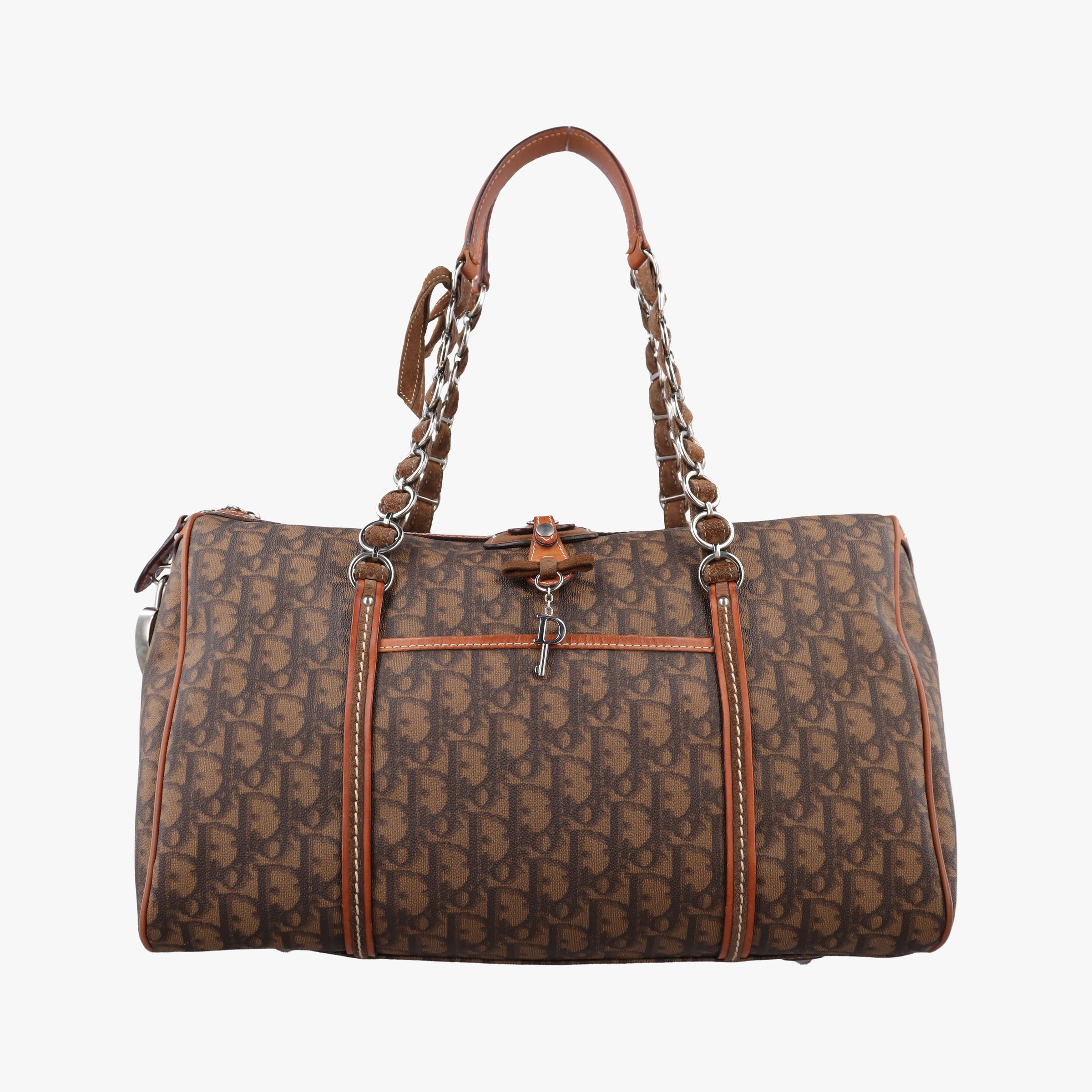 Vintage Christian Dior Trotter Romantique  Bow Brown×Multicolour PVC coated canvas×Leather  handbag | stylenewstar