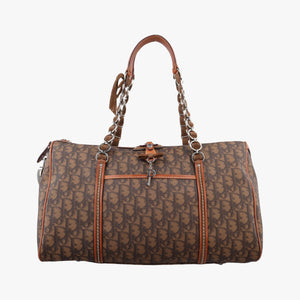 Vintage Christian Dior Trotter Romantique  Bow Brown×Multicolour PVC coated canvas×Leather  handbag | stylenewstar