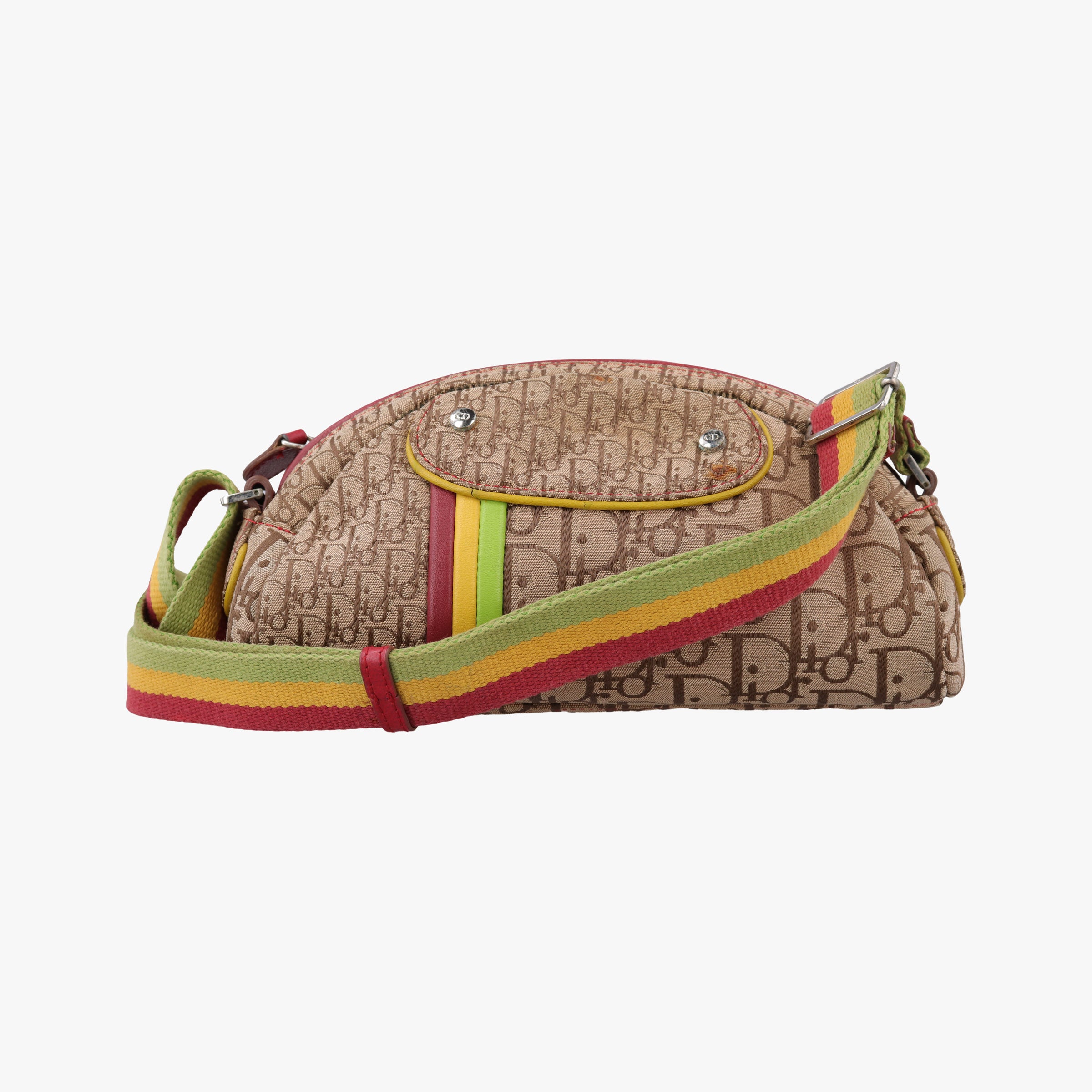 Pre-owned Christian Dior Rasta Trotter beige×Red×Multicolor Jacquard×Leather  shoulderbag | stylenewstar
