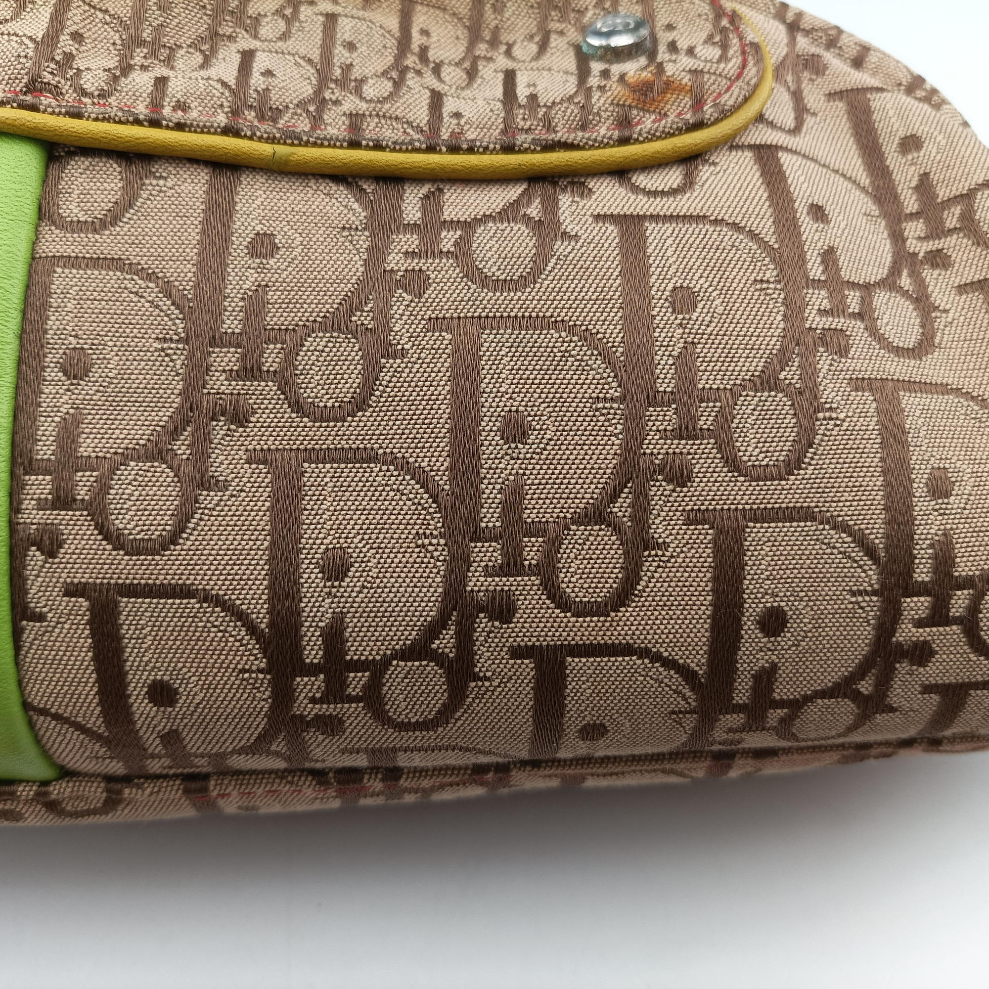 Pre-owned Christian Dior Rasta Trotter beige×Red×Multicolor Jacquard×Leather  shoulderbag | stylenewstar
