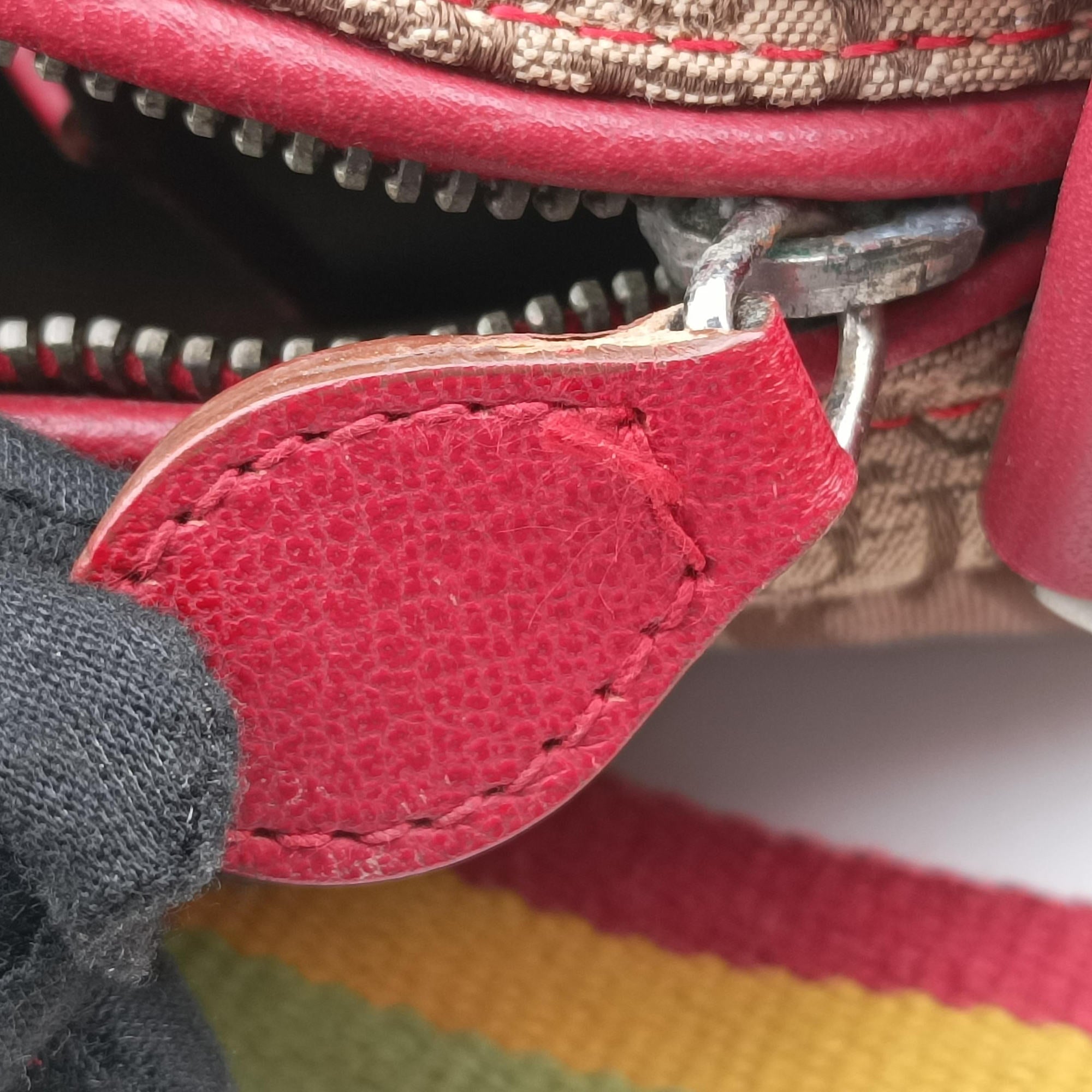 Pre-owned Christian Dior Rasta Trotter beige×Red×Multicolor Jacquard×Leather  shoulderbag | stylenewstar