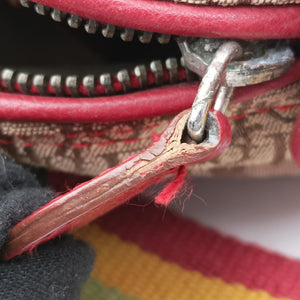 Pre-owned Christian Dior Rasta Trotter beige×Red×Multicolor Jacquard×Leather  shoulderbag | stylenewstar