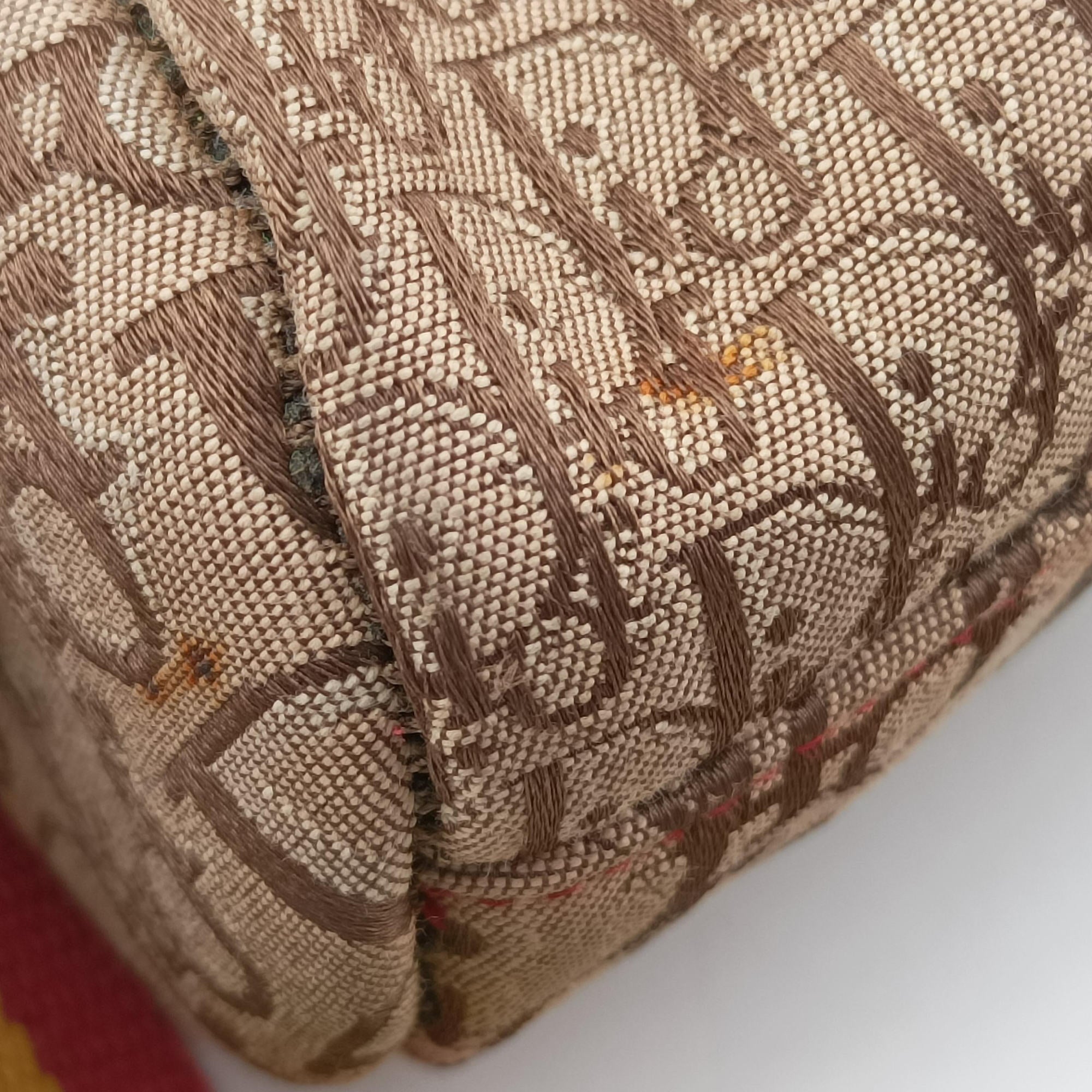 Pre-owned Christian Dior Rasta Trotter beige×Red×Multicolor Jacquard×Leather  shoulderbag | stylenewstar