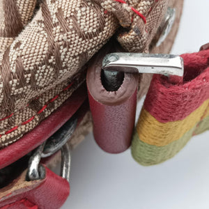 Pre-owned Christian Dior Rasta Trotter beige×Red×Multicolor Jacquard×Leather  shoulderbag | stylenewstar