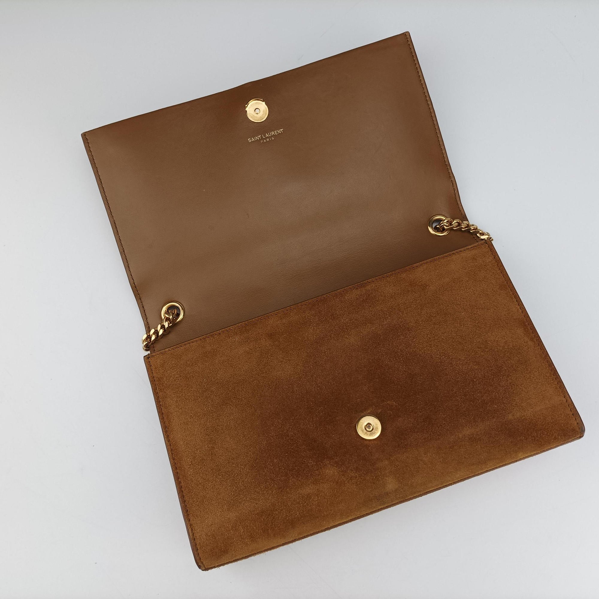 Pre-owned Yves Saint Laurent KATE Brown suede 354119 shoulderbag | stylenewstar