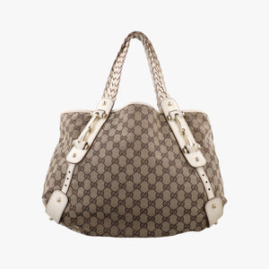 Pre-owned Gucci Pelham Hobo Brown×White canvas×leather 137621 handbag | stylenewstar