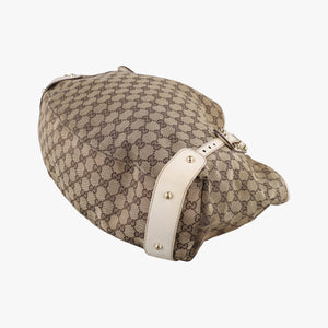 Pre-owned Gucci Pelham Hobo Brown×White canvas×leather 137621 handbag | stylenewstar
