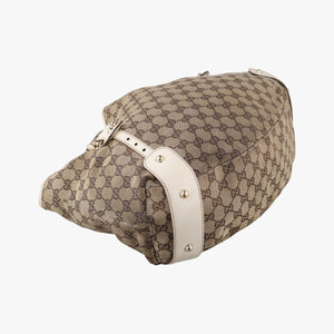 Pre-owned Gucci Pelham Hobo Brown×White canvas×leather 137621 handbag | stylenewstar