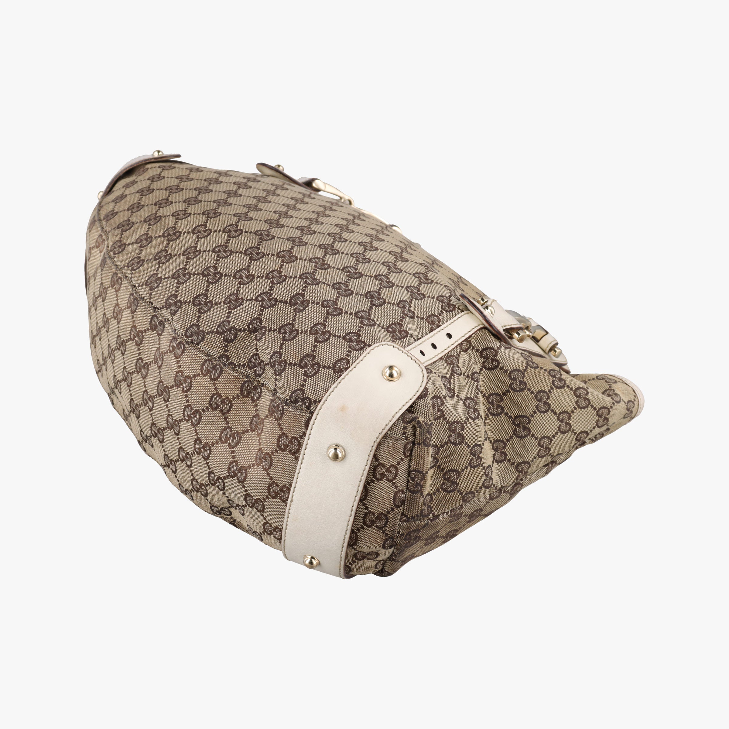 Pre-owned Gucci Pelham Hobo Brown×White canvas×leather 137621 handbag | stylenewstar