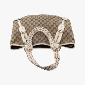 Pre-owned Gucci Pelham Hobo Brown×White canvas×leather 137621 handbag | stylenewstar