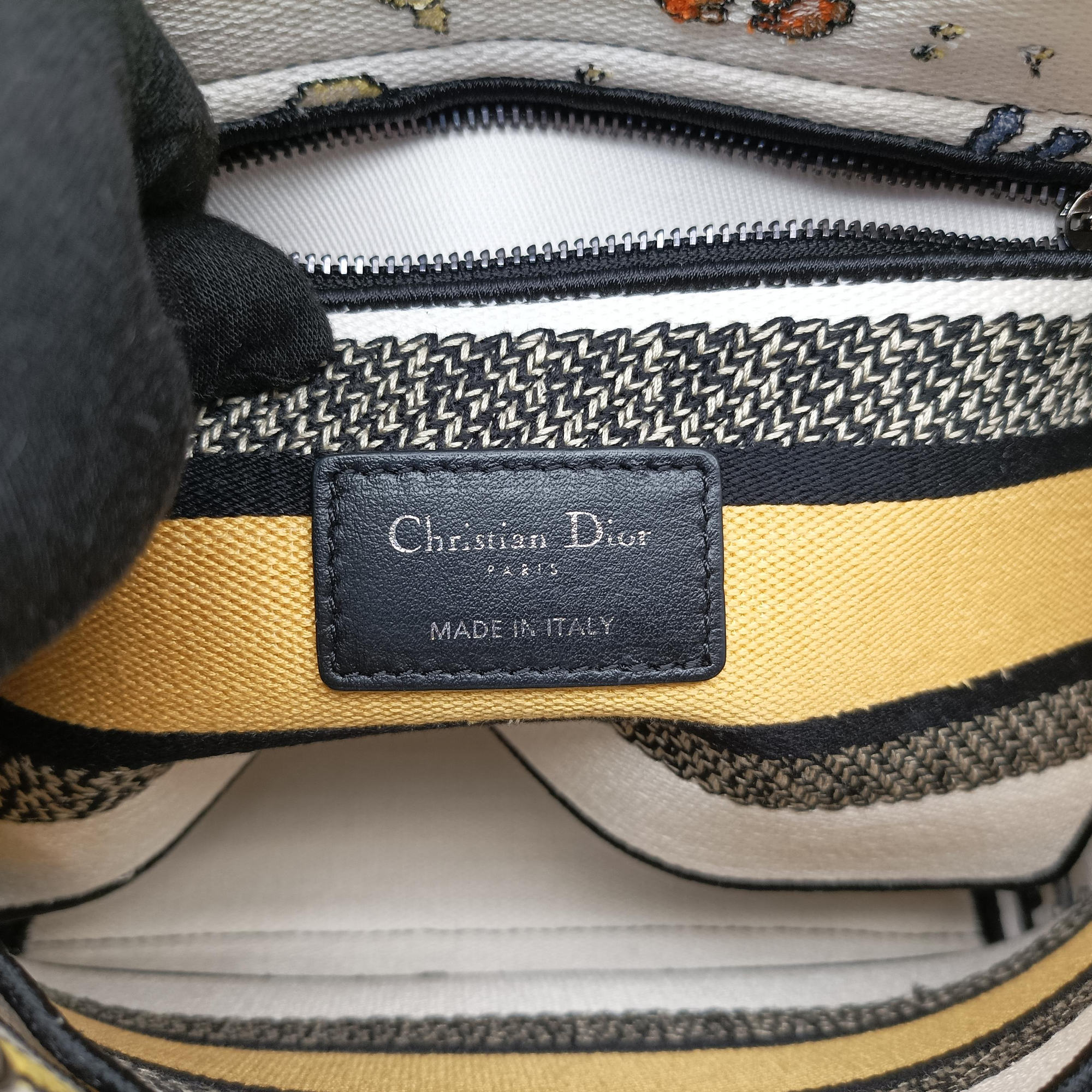 Pre-owned Christian Dior Lady D-Lite Ecru Multicolor Canvas  shoulderbag | stylenewstar