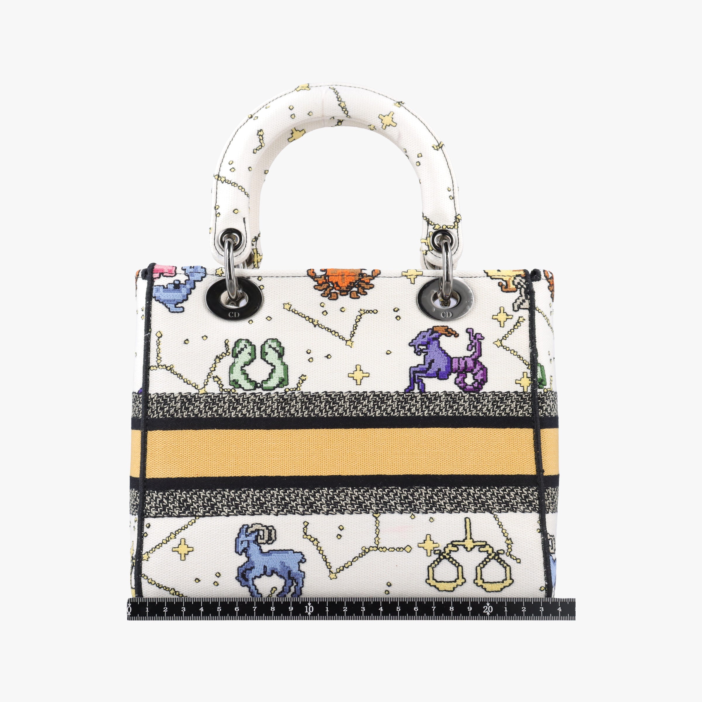 Pre-owned Christian Dior Lady D-Lite Ecru Multicolor Canvas  shoulderbag | stylenewstar