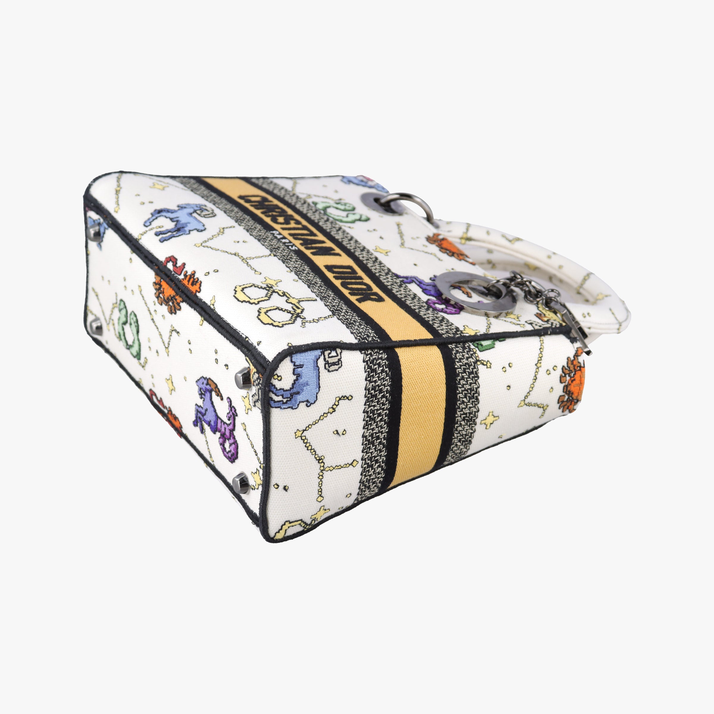 Pre-owned Christian Dior Lady D-Lite Ecru Multicolor Canvas  shoulderbag | stylenewstar