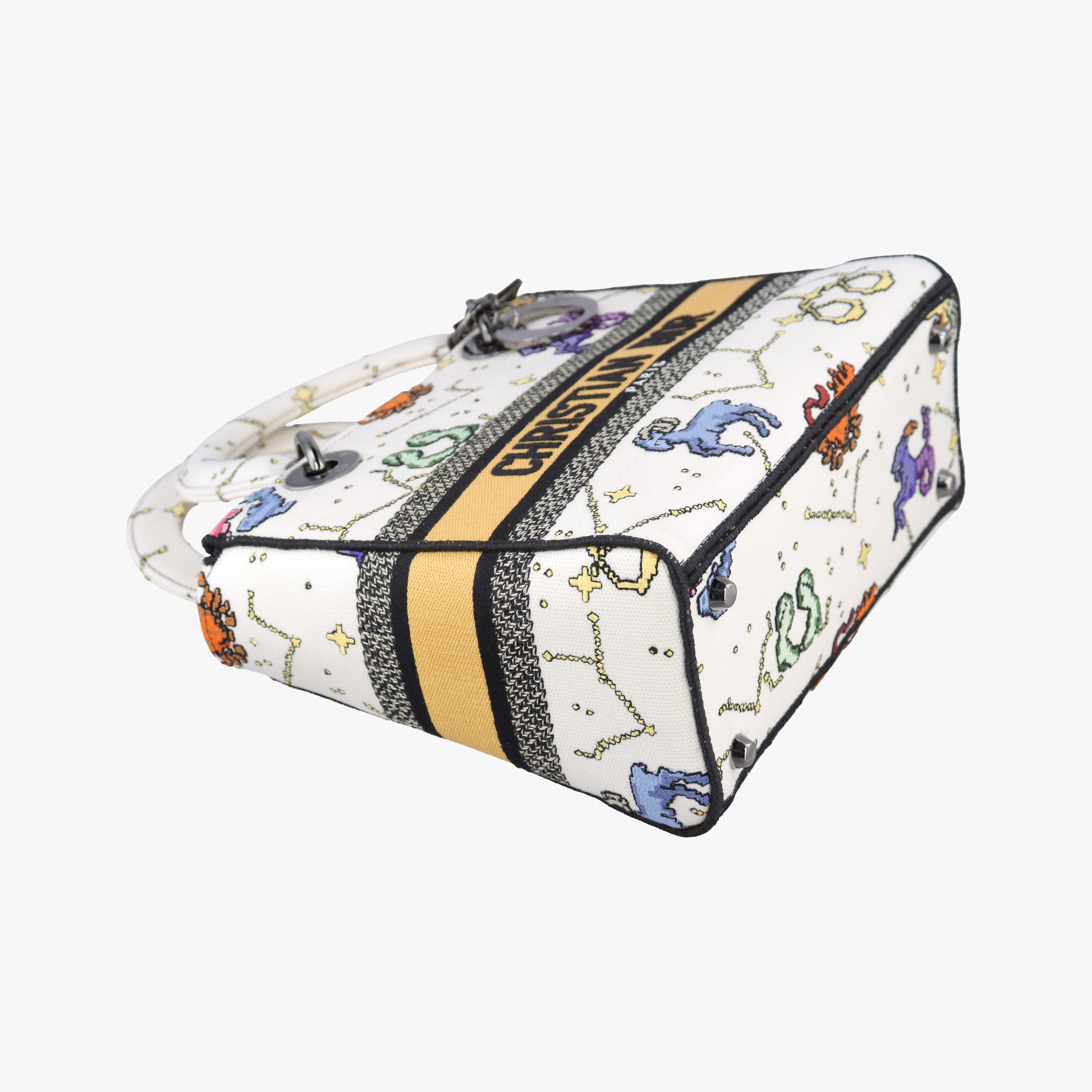 Pre-owned Christian Dior Lady D-Lite Ecru Multicolor Canvas  shoulderbag | stylenewstar