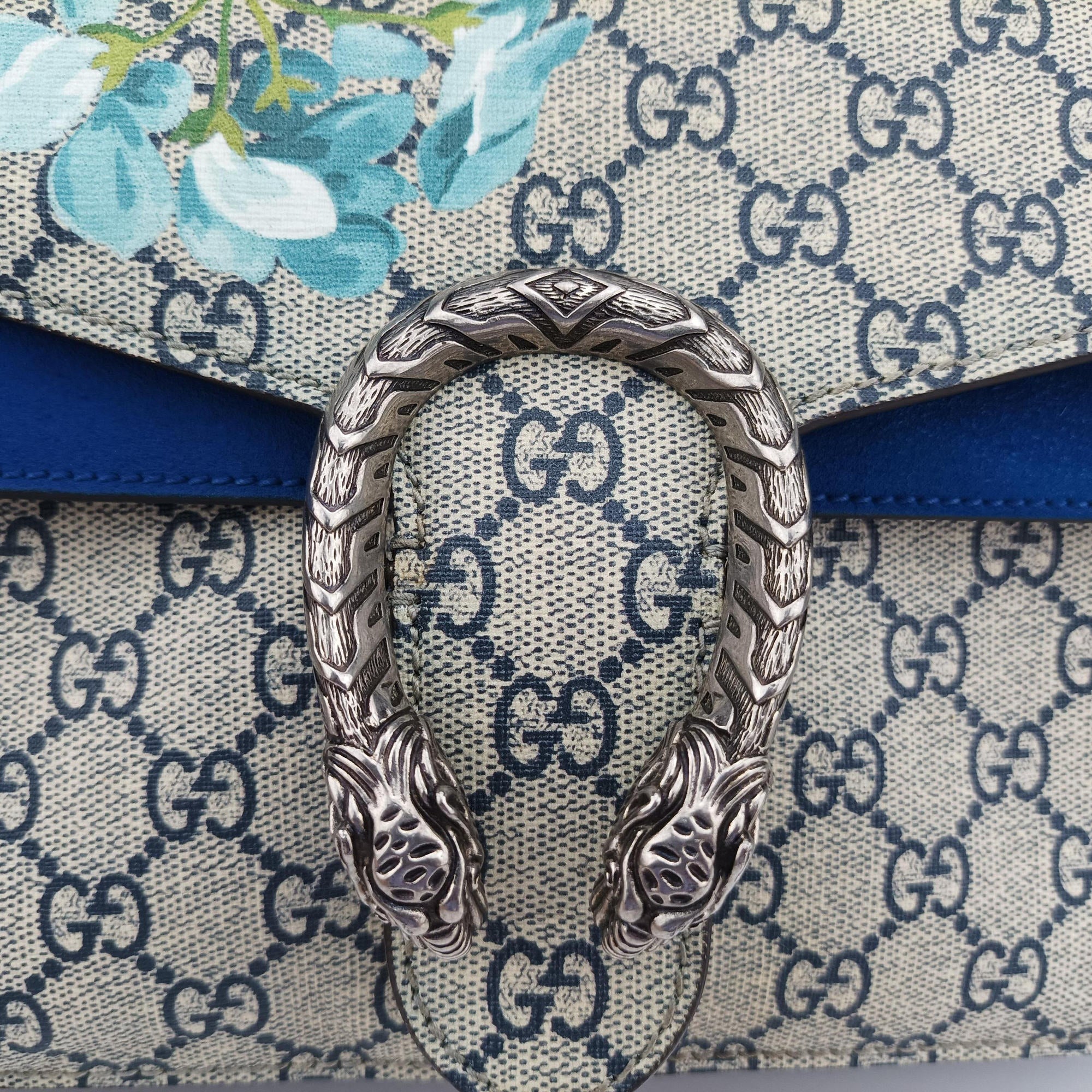 Secondhand Gucci Dionysus beige×blue PVC coated canvas × suede 400249 shoulderbag | stylenewstar