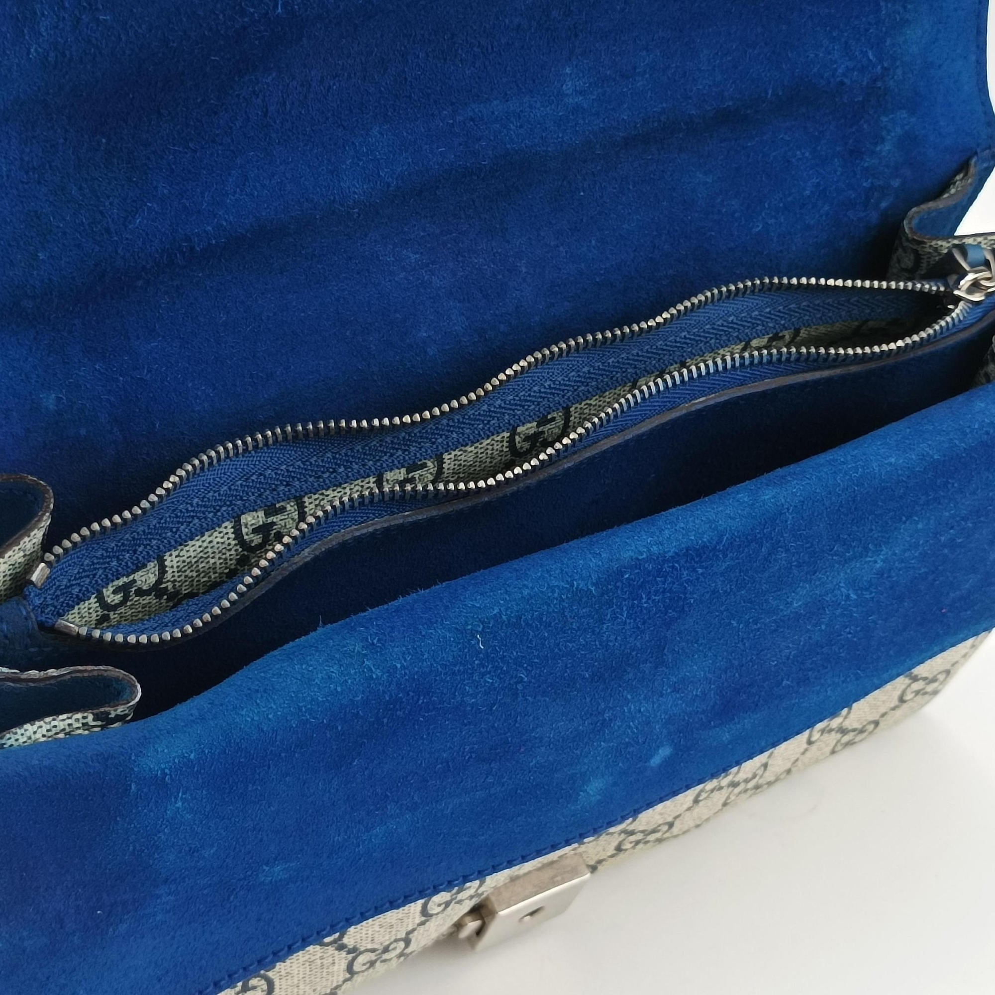 Secondhand Gucci Dionysus beige×blue PVC coated canvas × suede 400249 shoulderbag | stylenewstar