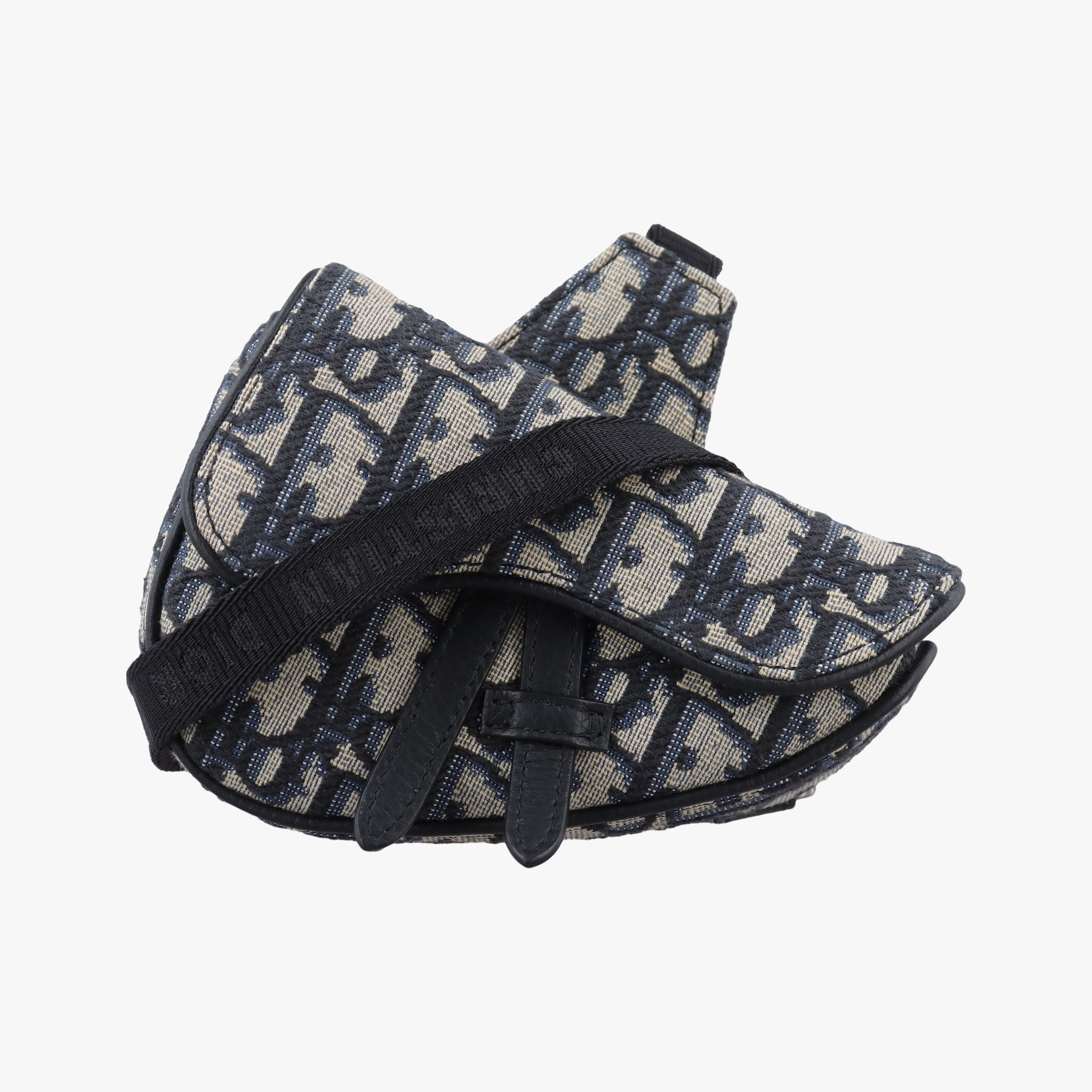 Vintage Christian Dior saddle Navy×Gray Jacquard  bum bag/waist bag | stylenewstar