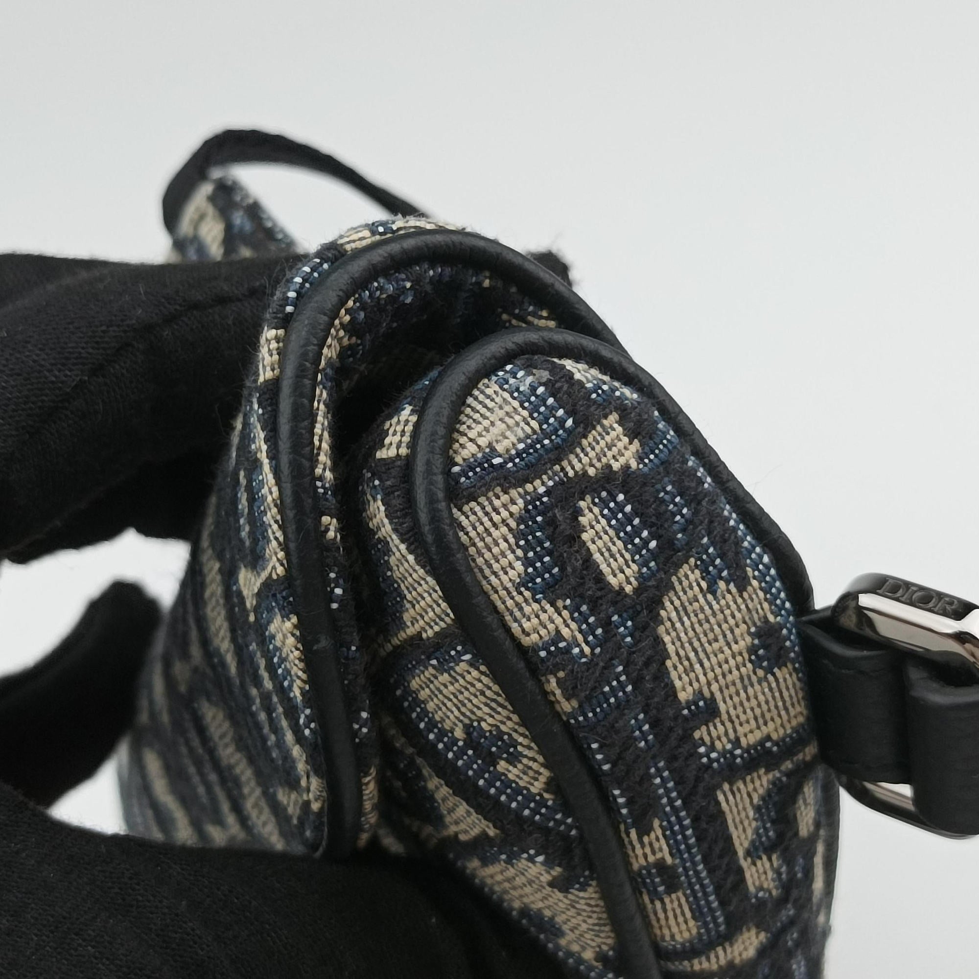 Vintage Christian Dior saddle Navy×Gray Jacquard  bum bag/waist bag | stylenewstar