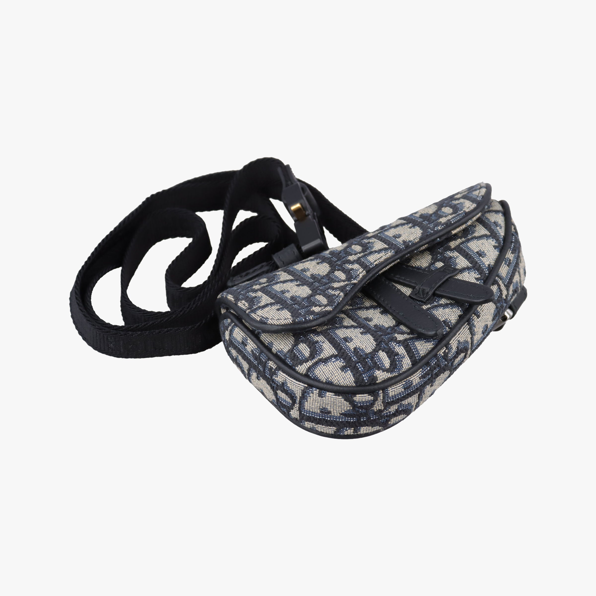 Vintage Christian Dior saddle Navy×Gray Jacquard  bum bag/waist bag | stylenewstar