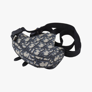Vintage Christian Dior saddle Navy×Gray Jacquard  bum bag/waist bag | stylenewstar