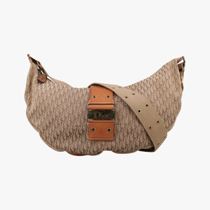 Pre-owned Christian Dior Street Chic Beige×Camel canvasxleather  shoulderbag | stylenewstar